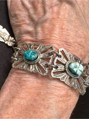 Vintage scarab stone bracelet. Egyptian.​​